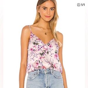 Cami nyc Floral V-Neck Spaghetti Strap Tank Top - Cream with Pink Floral